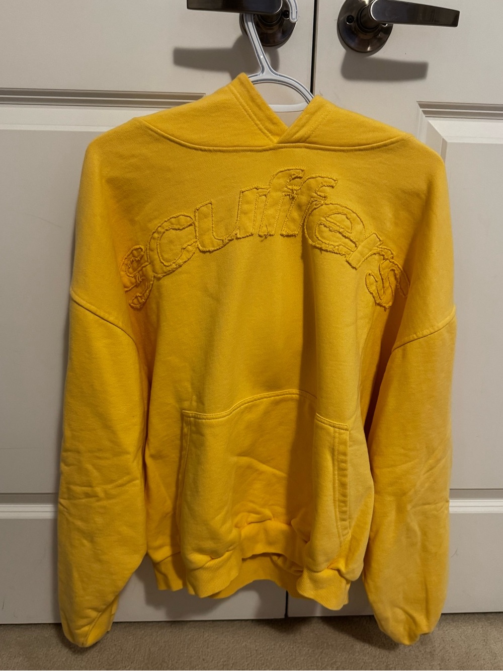 Yellow Embroidered Pullover Hoodie